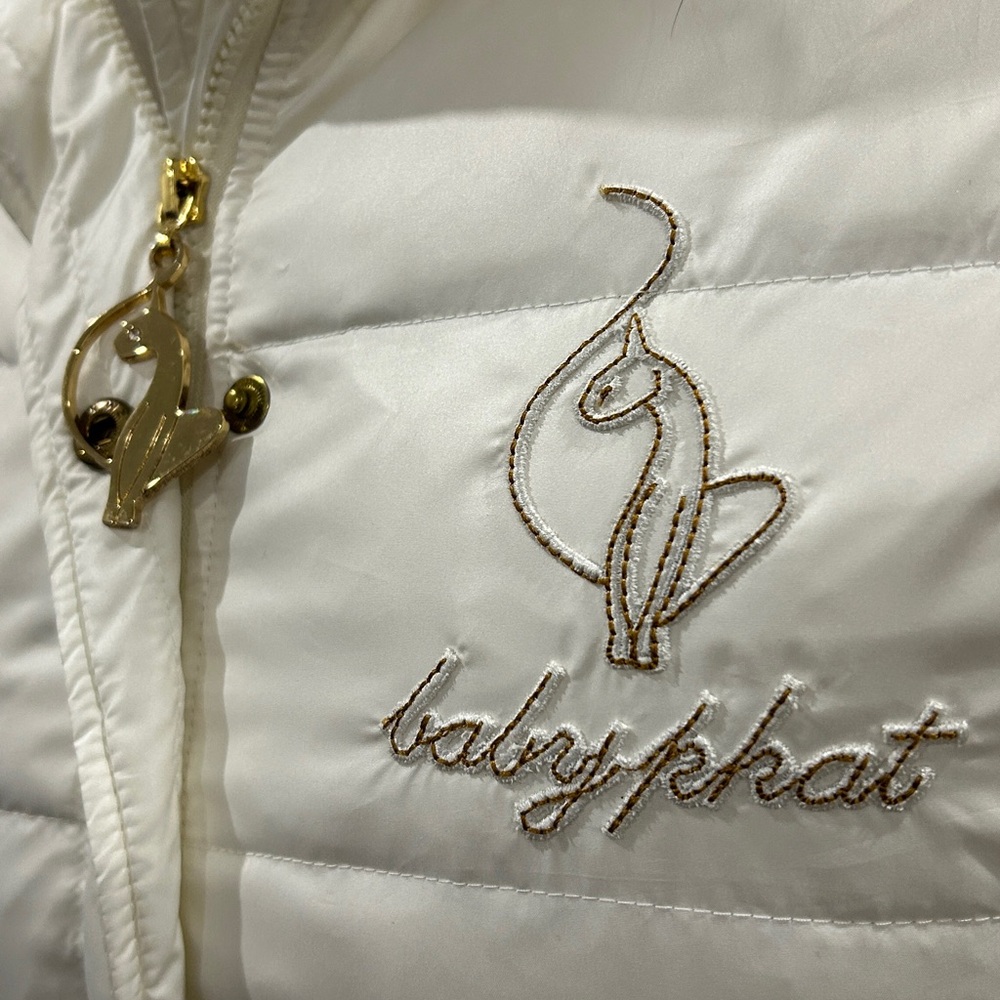 Y2K Baby Phat White Long Down Puffer Jacket Faux Fur Hood |Size Large - Picture 7 of 17